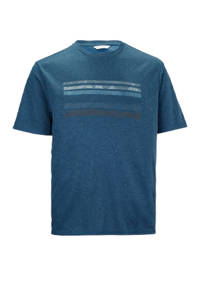 Donkerblauwe heren Killtec outdoor T-shirt van polyester met printopdruk, korte mouwen en ronde hals