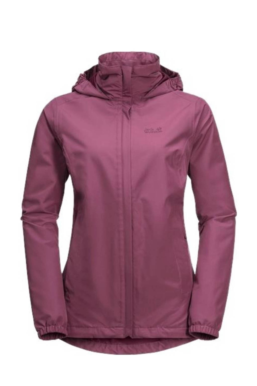 Roze dames Jack Wolfskin outdoor jas Stormy Point van polyester met capuchon en ritssluiting