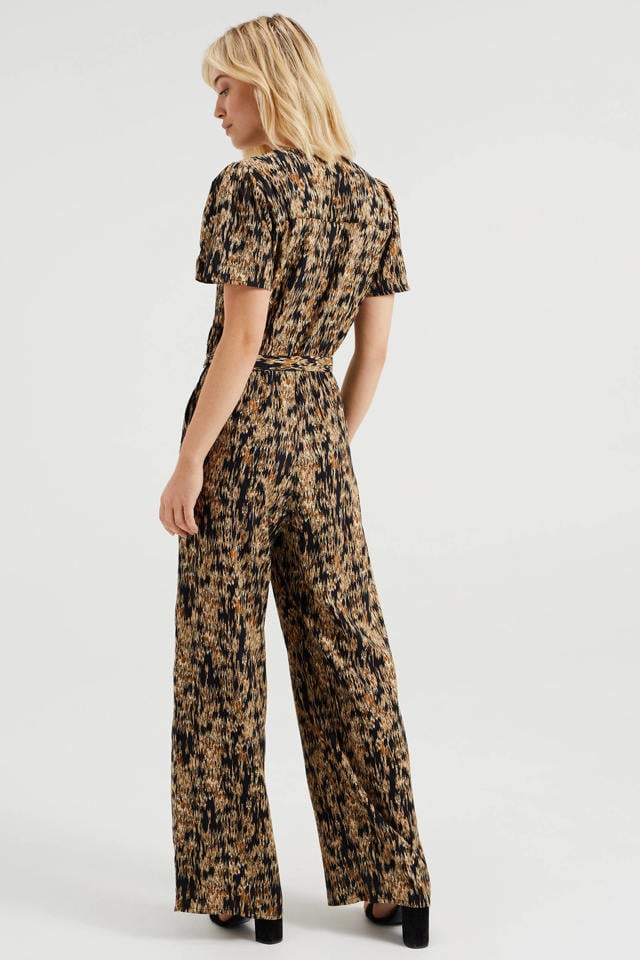 Rust uit koffie klei WE Fashion jumpsuit met all over print bruin/zwart | wehkamp