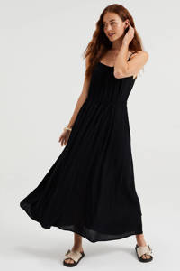 WE Fashion maxi jurk met plooien zwart