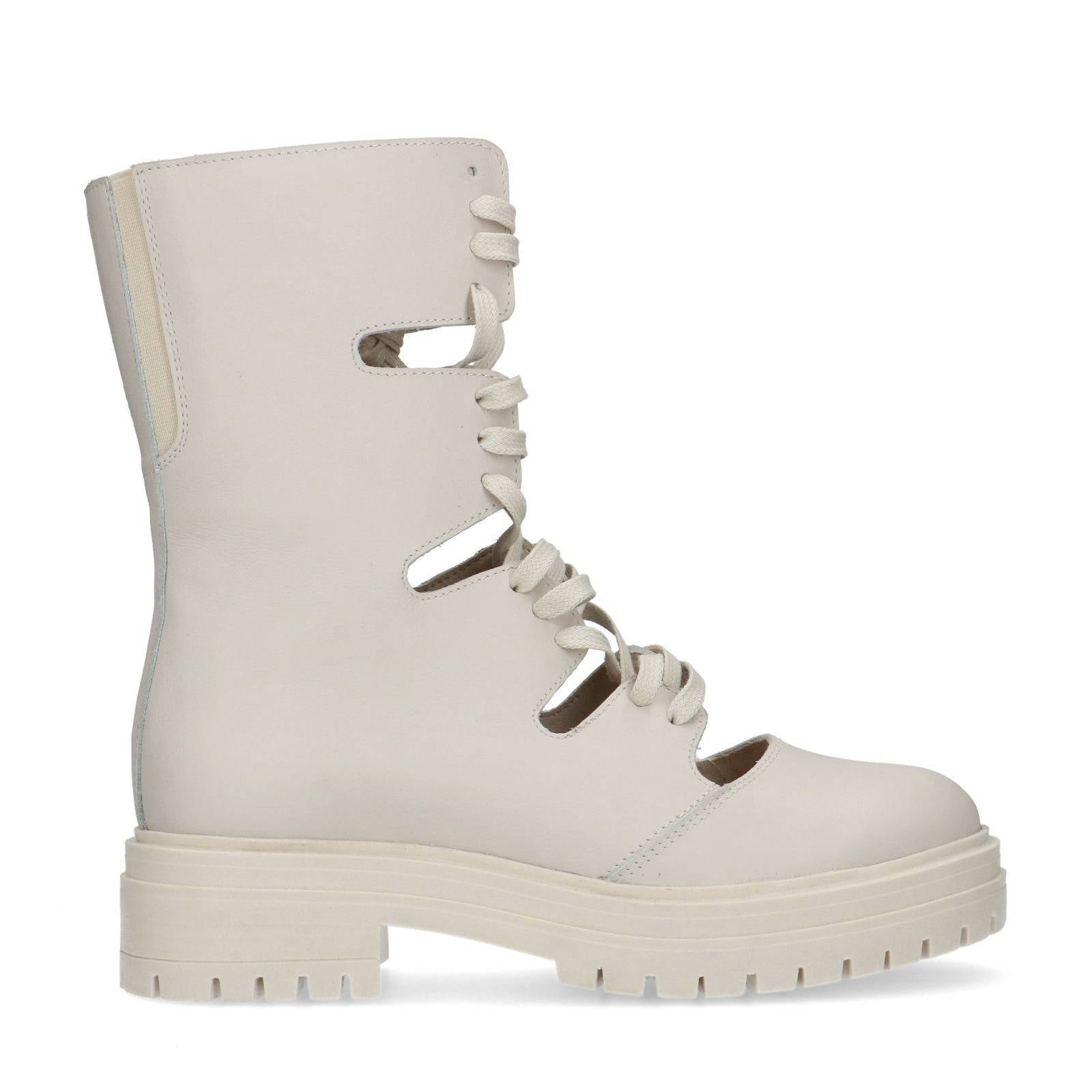 Sacha leren cut out veterboots off white | wehkamp