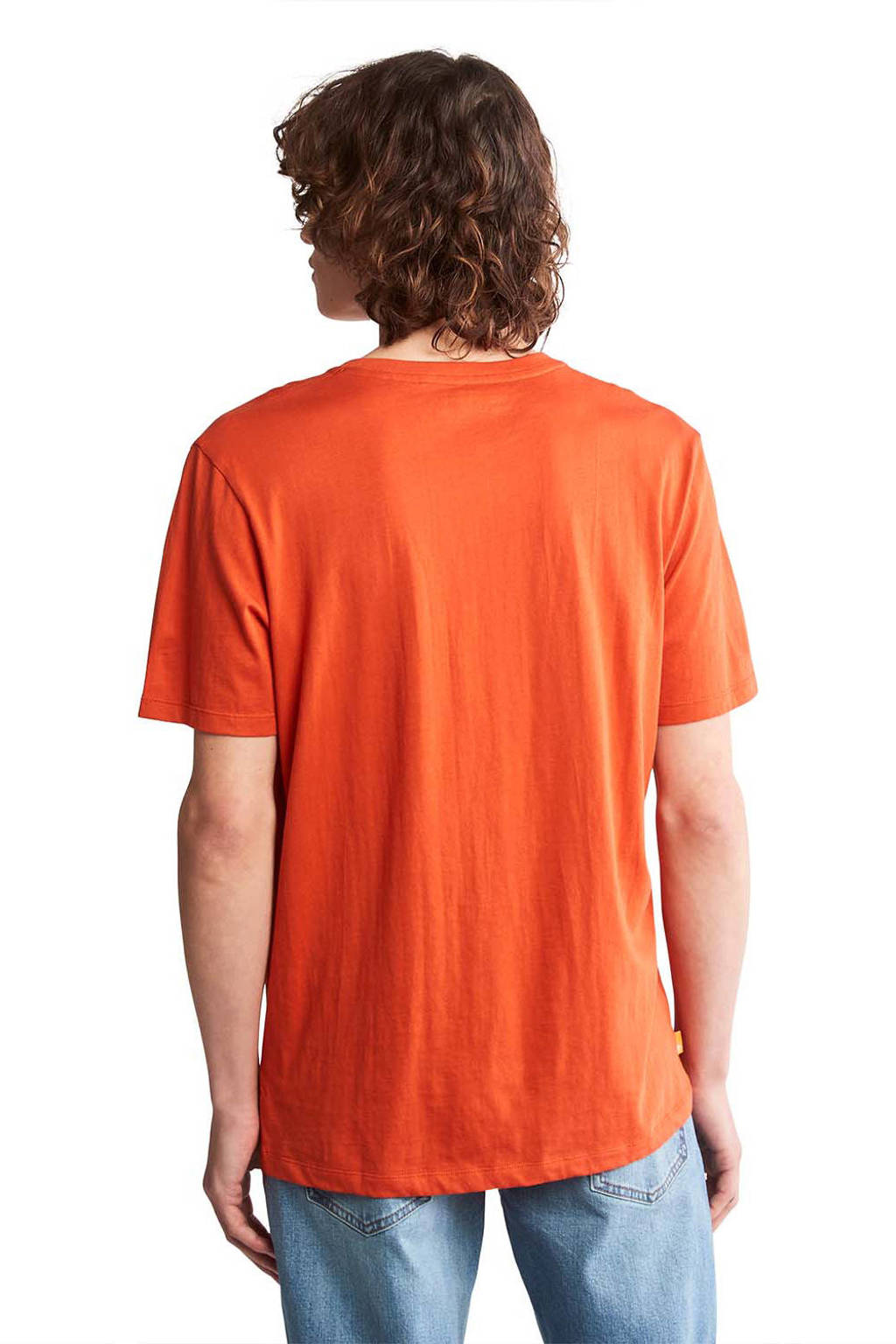Timberland T-shirt met logo oranje wehkamp