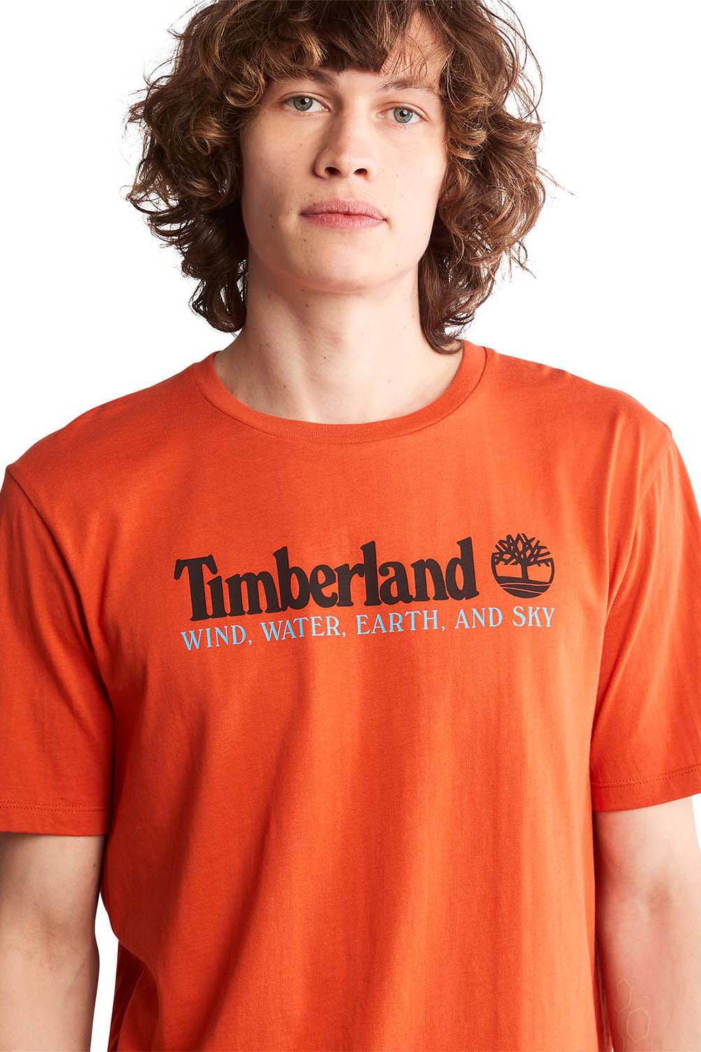 Timberland T-shirt met logo oranje 