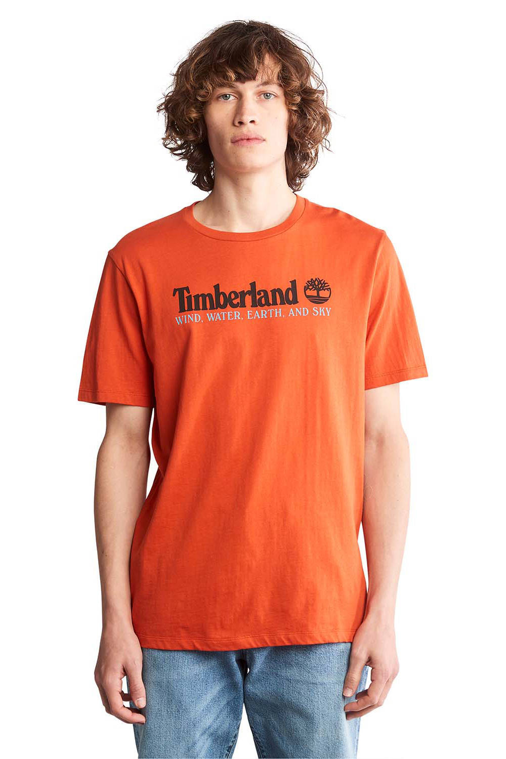 Timberland T-shirt met logo oranje 