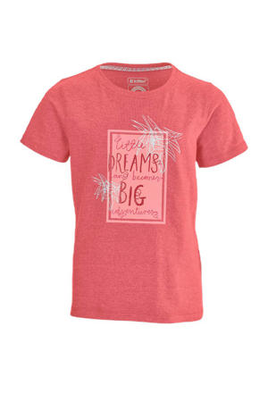 T-shirt Kos 48 met printopdruk koraalrood-roze
