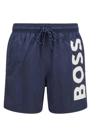 zwemshort met logo donkerblauw