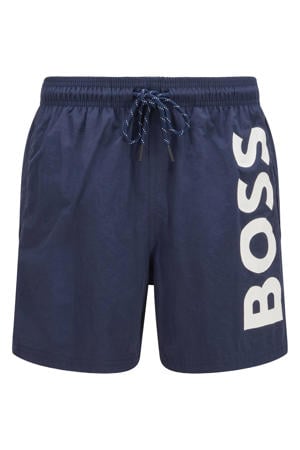 zwemshort met logo donkerblauw
