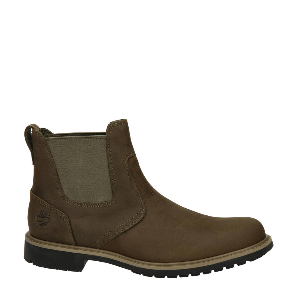 Zwart en bruine dames Timberland chelsea boot khaki van nubuck met profielzool en elastische inzet