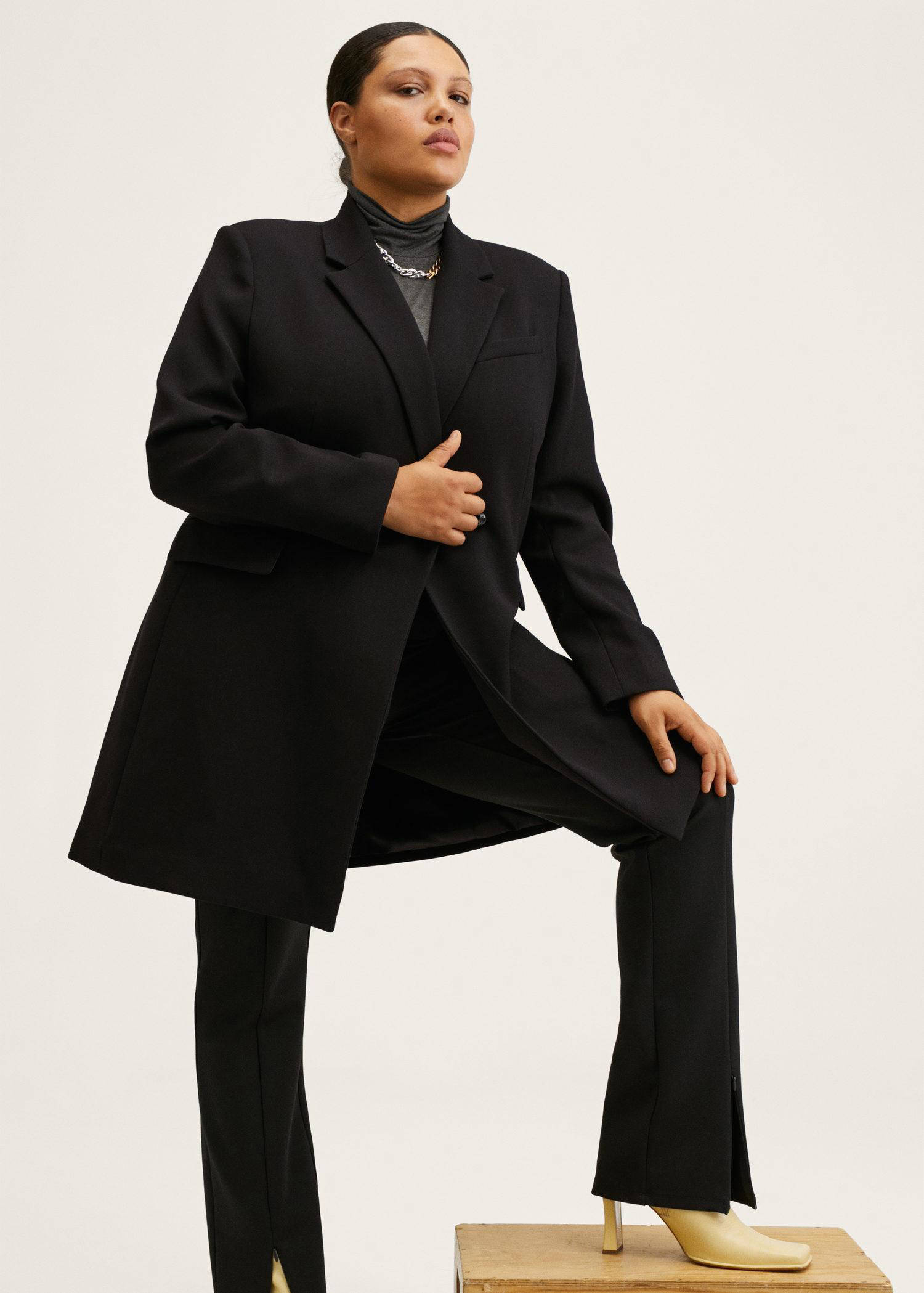 Mode Jassen Winterjassen Mango Suit Winterjas zwart zakelijke stijl 