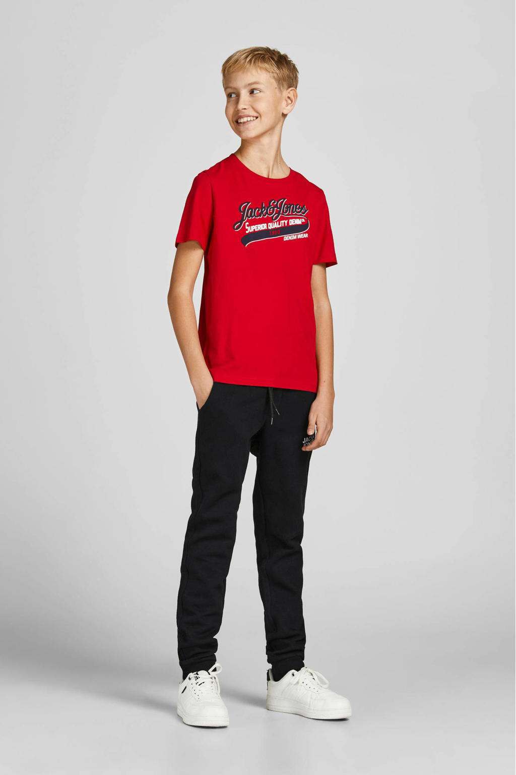 JACK & JONES JUNIOR joggingbroek Gordon zwart