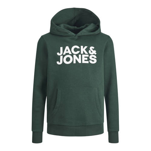 JACK & JONES JUNIOR hoodie JJECORP met logo donkergroen