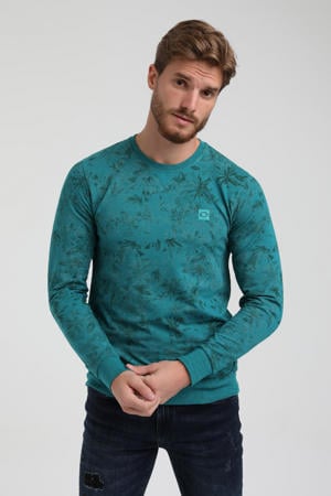sweater met all over print green lake
