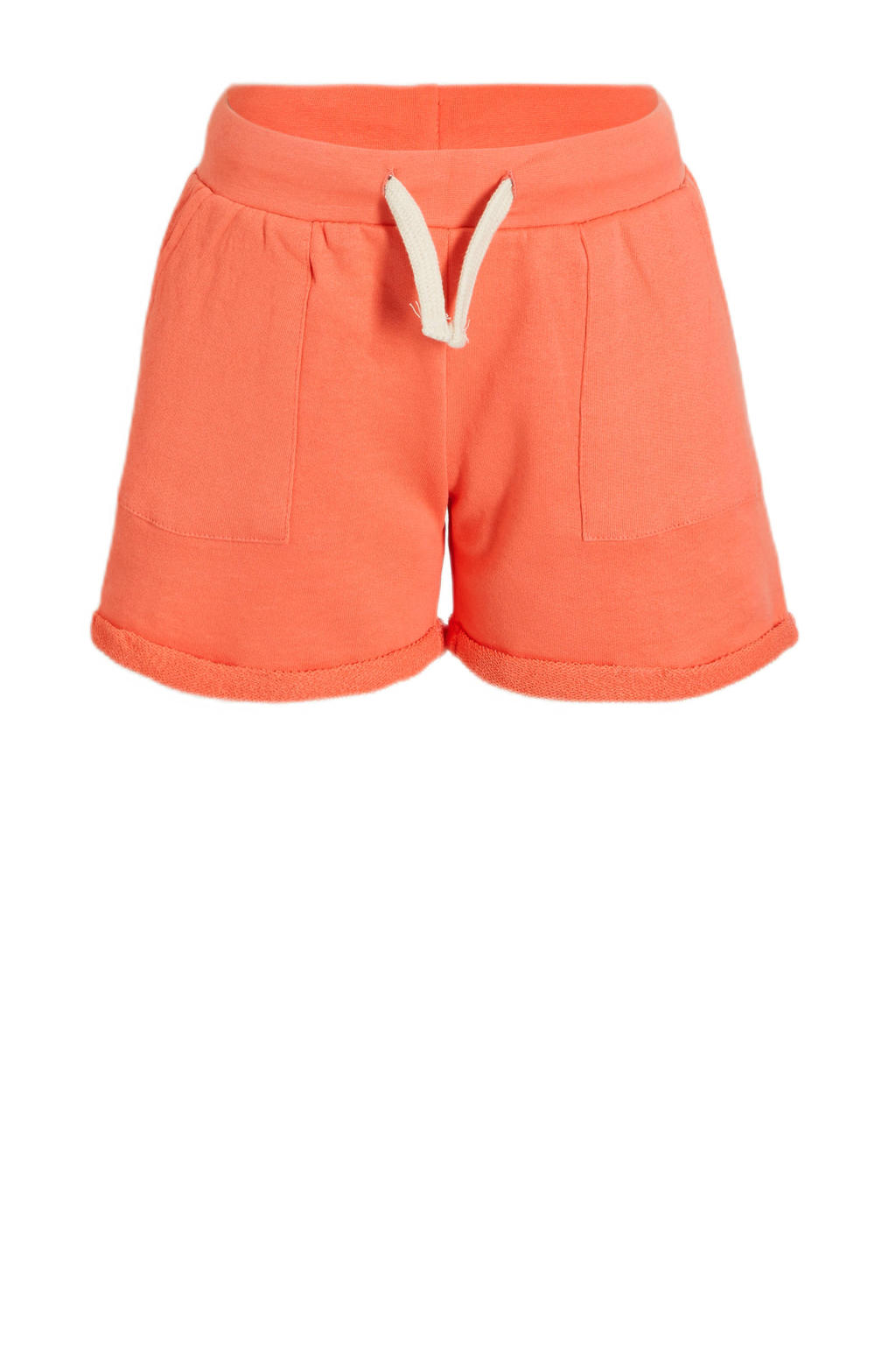 Oranje meisjes anytime anytime short broek van katoen met regular waist en elastische tailleband