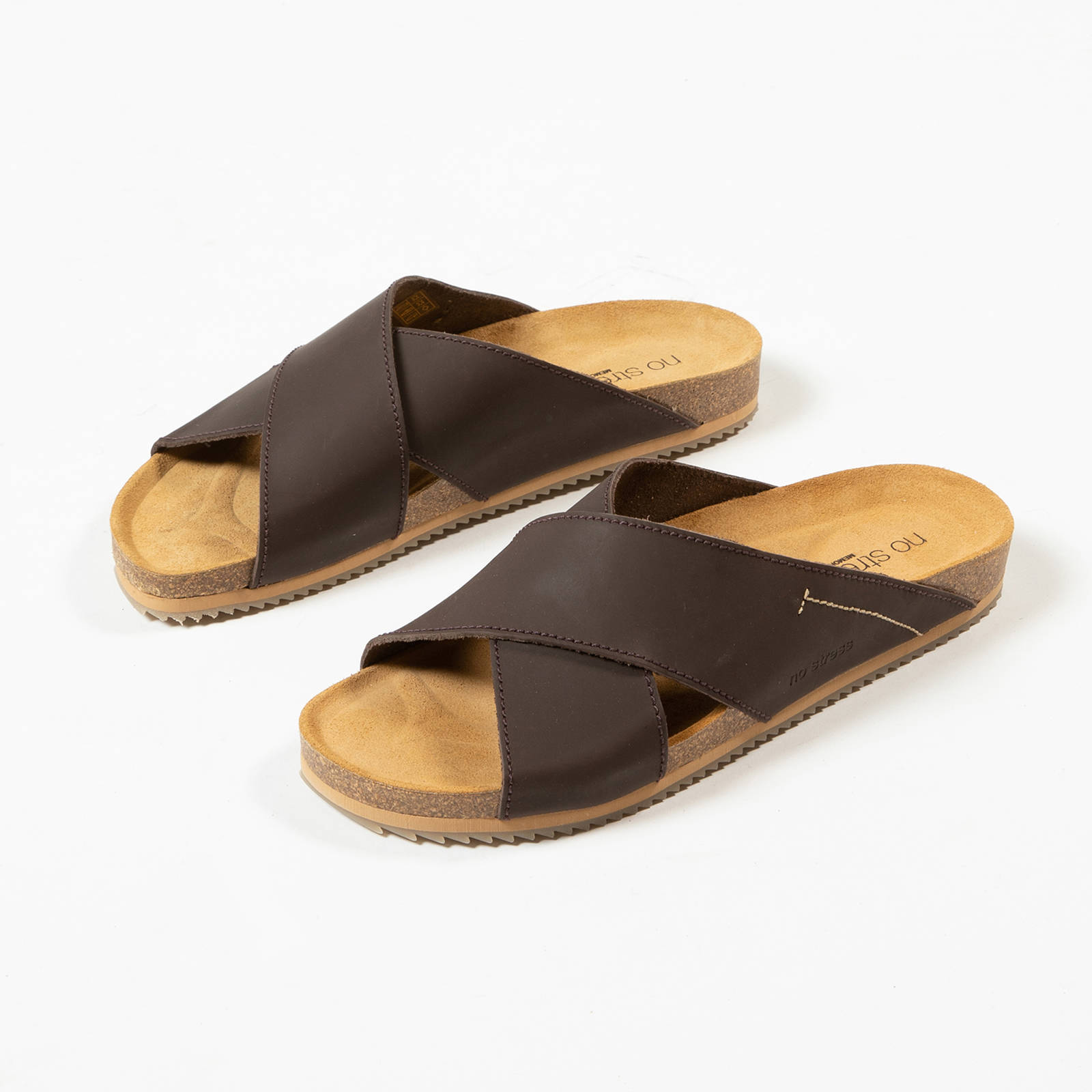 No Stress leren slippers bruin | wehkamp
