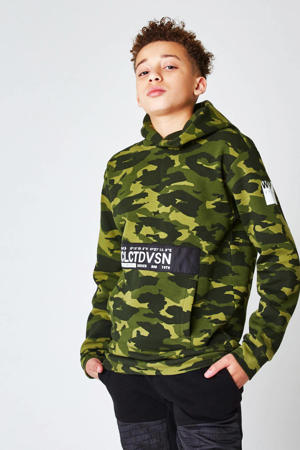 hoodie Storm CB met camouflageprint groen/kaki/donkergroen