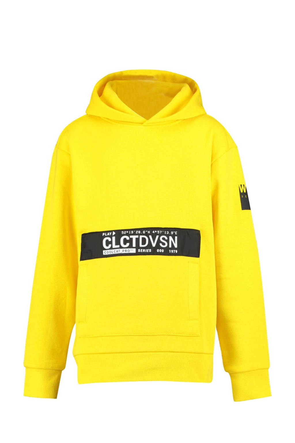 CoolCat Junior hoodie Storm met printopdruk geel