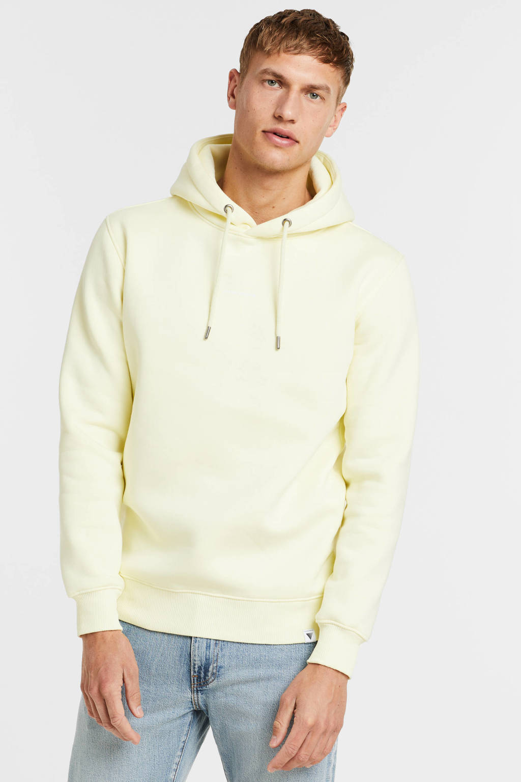 Purewhite hoodie met backprint yellow