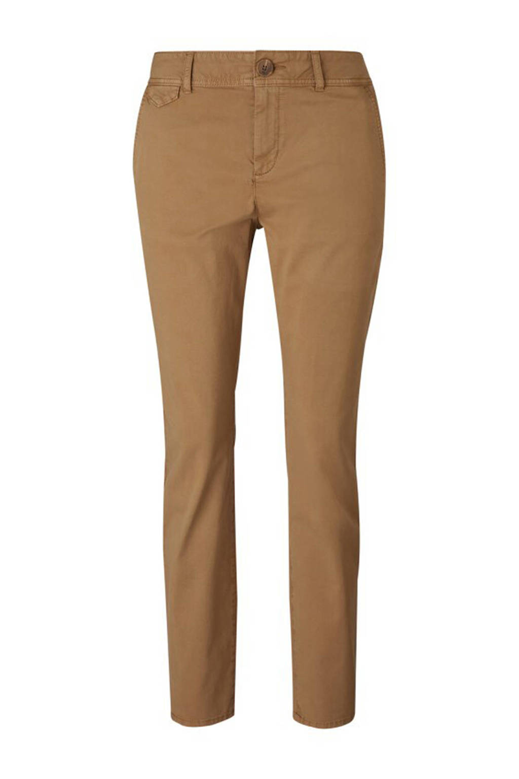 Bruine dames s.Oliver slim fit broek van stretchdenim met regular waist