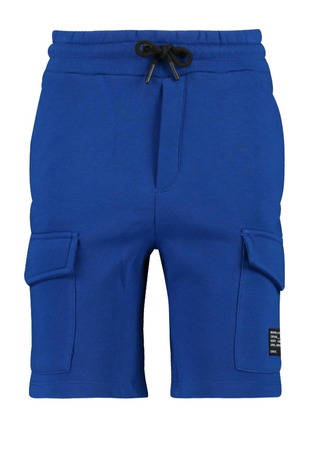 Blauwe jongens CoolCat Junior regular fit sweatshort Nickson van katoen met elastische tailleband met koord