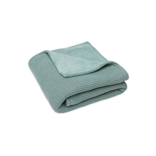 Jollein baby wiegdeken Basic Knit 75x100cm Forest Green/Fleece afbeelding