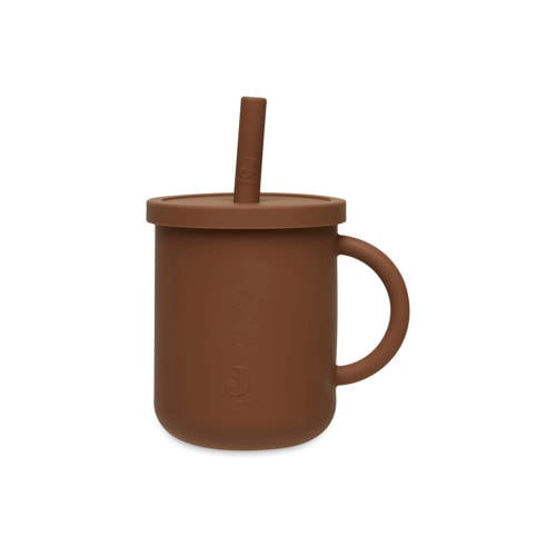 Jollein siliconen rietjesbeker met rietje Caramel (270 ml) afbeelding