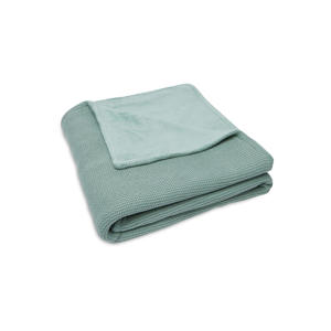 baby ledikantdeken Basic Knit 100x150cm Forest Green/Fleece