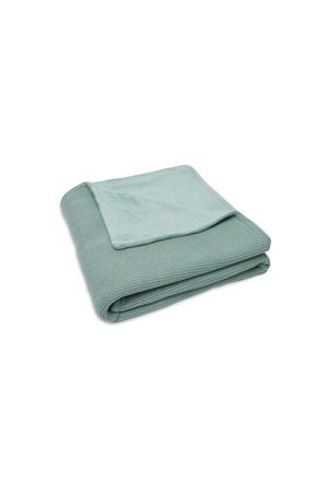 baby ledikantdeken Basic Knit 100x150cm Forest Green/Fleece