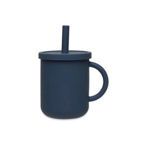 siliconen rietjesdrinkbeker met rietje Jeans Blue (270 ml)