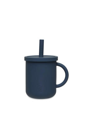 siliconen rietjesdrinkbeker met rietje Jeans Blue (270 ml)
