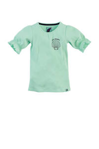 Z8 ribgebreid T-shirt Zola met printopdruk groen