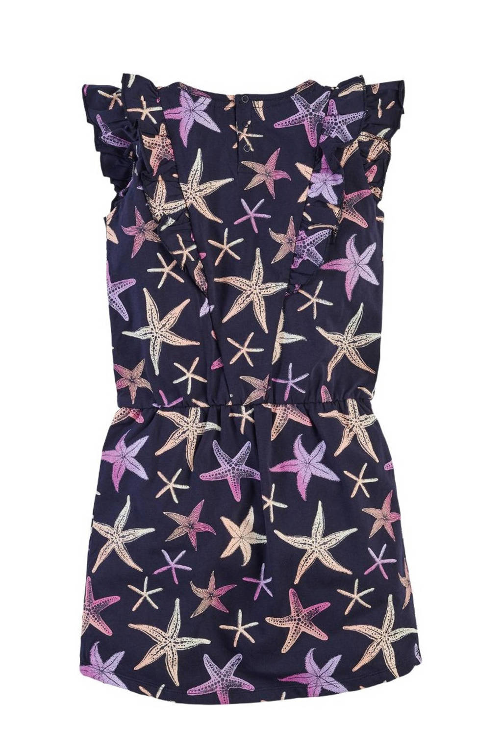 Maken binding Frons Z8 jurk Camille met sterren en ruches donkerblauw | wehkamp