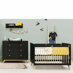 2-delige babykamer - mat zwart/naturel Nora