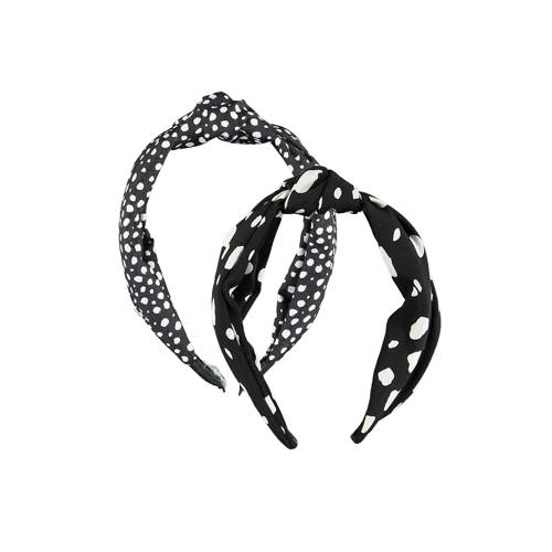 Sarlini haarband met stippen - set van 2 zwart