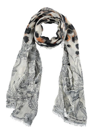 sjaal met all-over print grijs