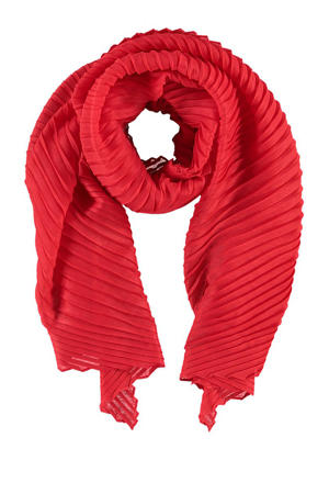 sjaal met plissé effect rood