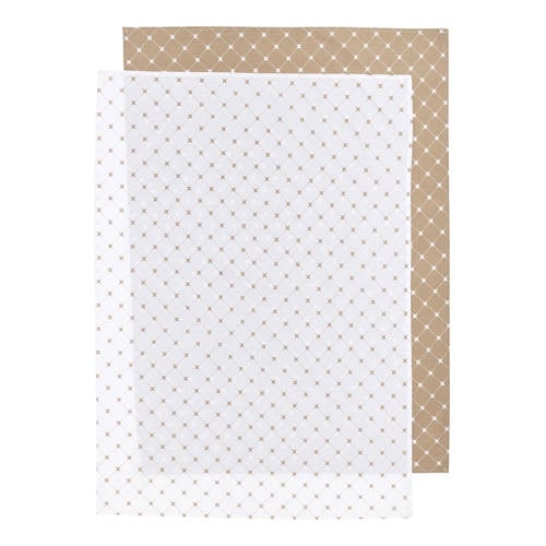 Meyco X Mrs. Keizer baby ledikantlaken Louis 100x150 cm - set van 2 taupe/wit afbeelding
