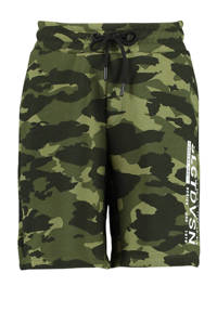 CoolCat Junior slim fit sweatshort Nestor CB met camouflageprint groen