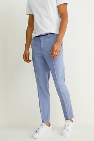 slim fit pantalon met zijstreep blauw