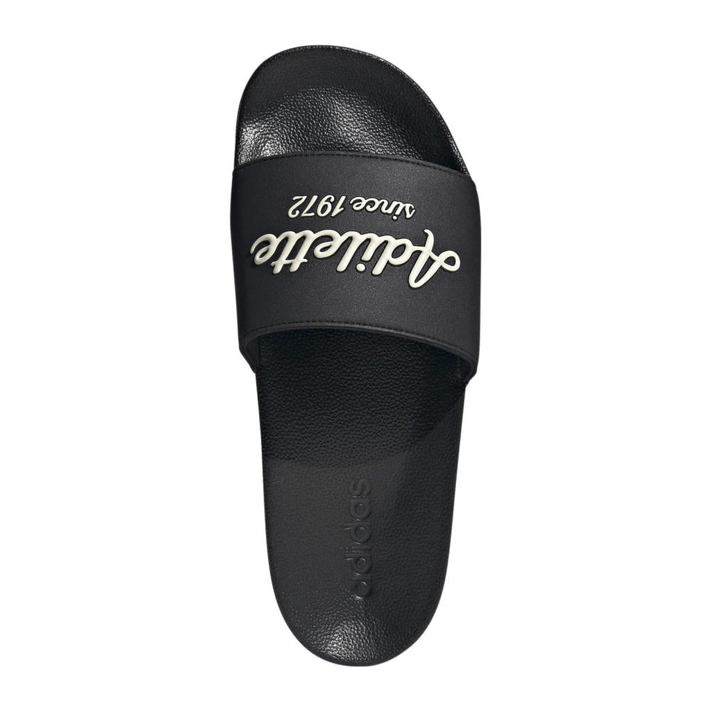 Zwart en witte unisex adidas Performance Adilette Shower badslippers Adilette Shower van rubber met logo