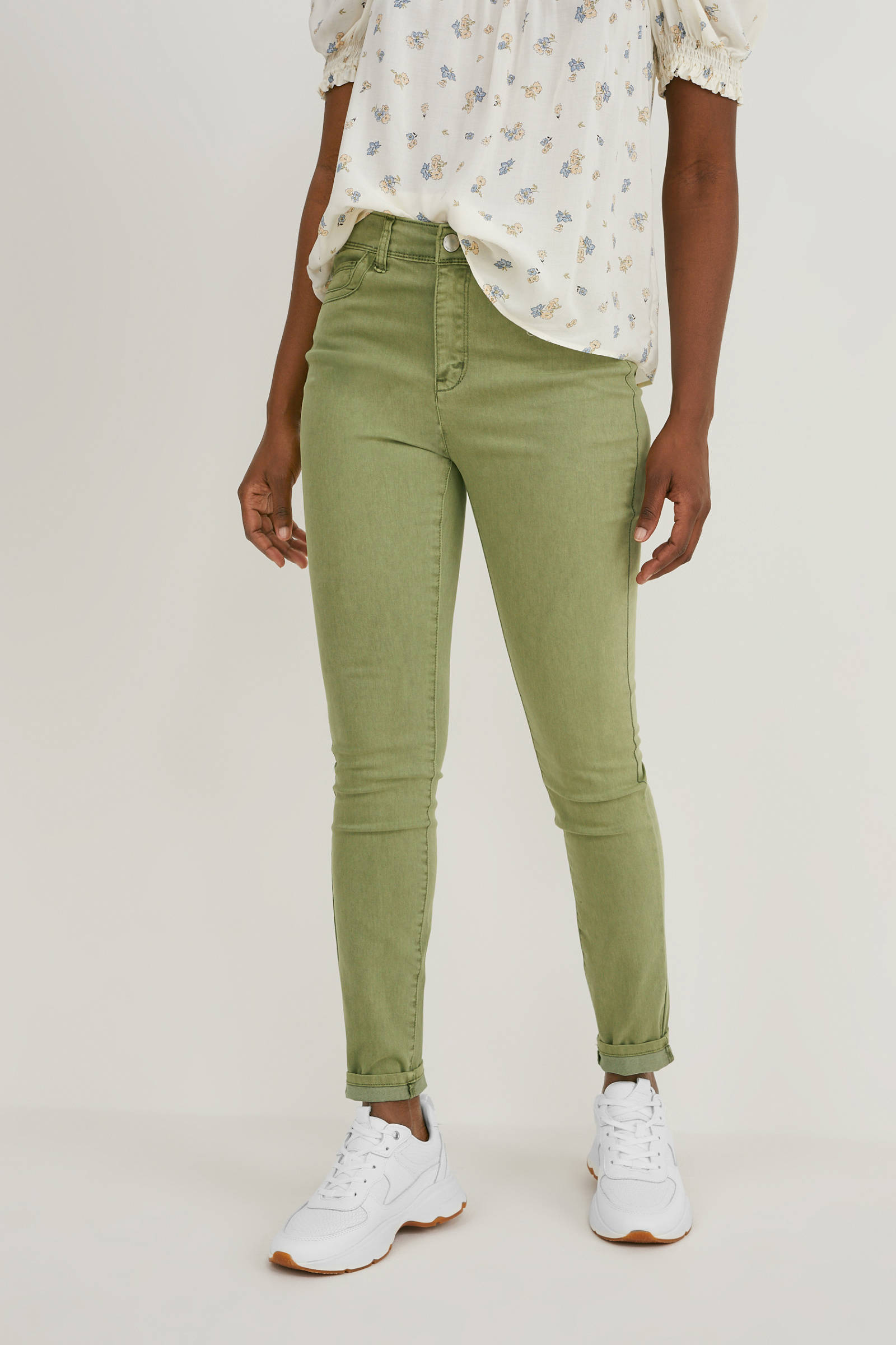C\u0026A slim fit broek groen | wehkamp