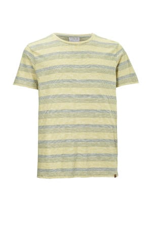 outdoor T-shirt gestreept geel/blauw