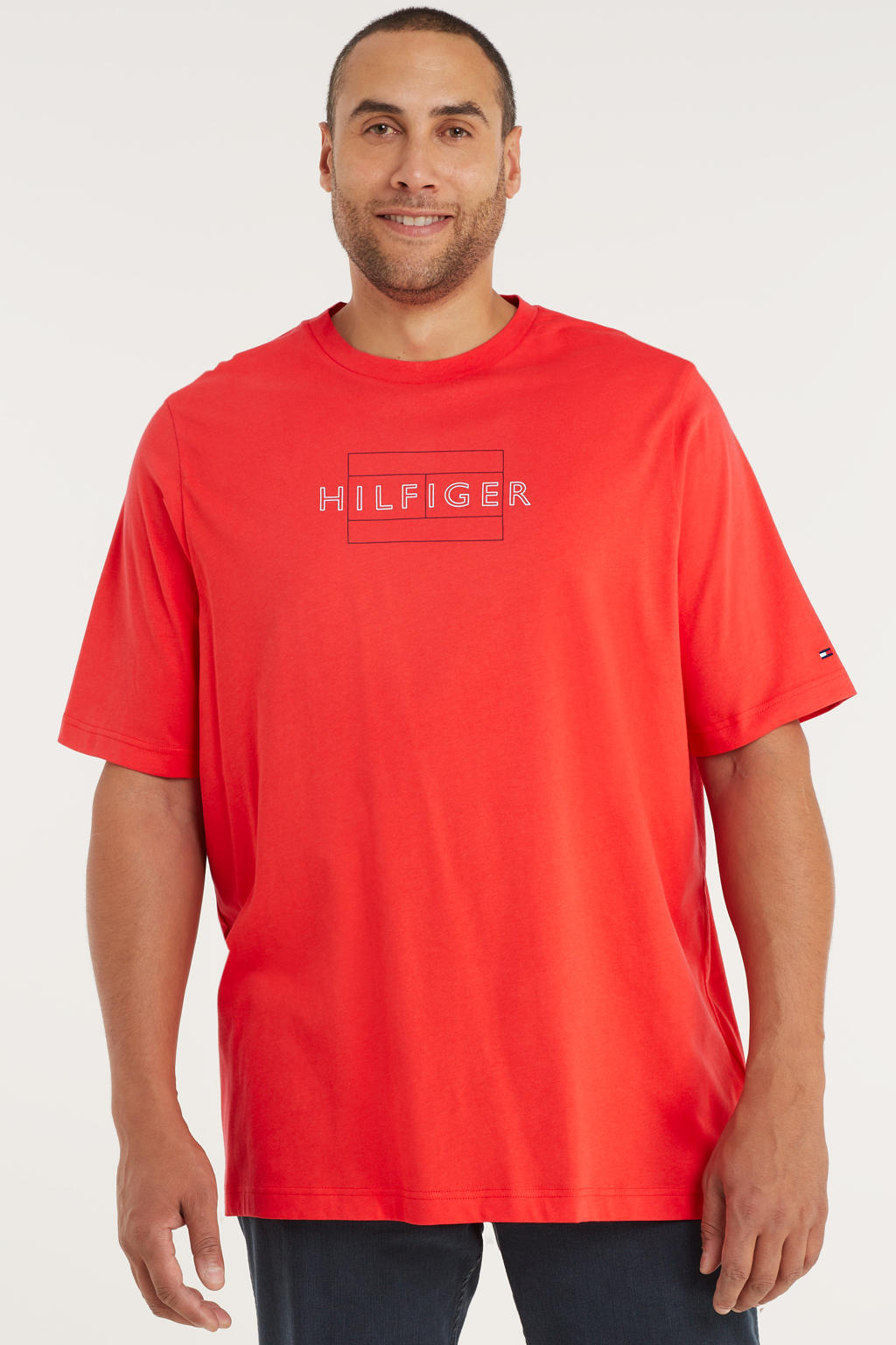 Tommy Hilfiger Big & Tall regular fit T-shirt Plus Size van biologisch katoen red alert