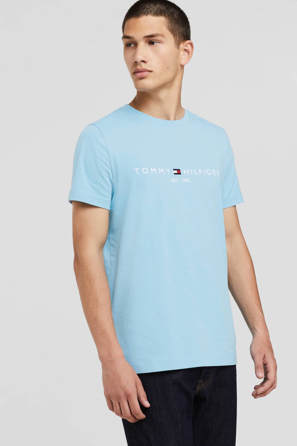 Tommy Hilfiger T-shirt van biologisch katoen columbia blue