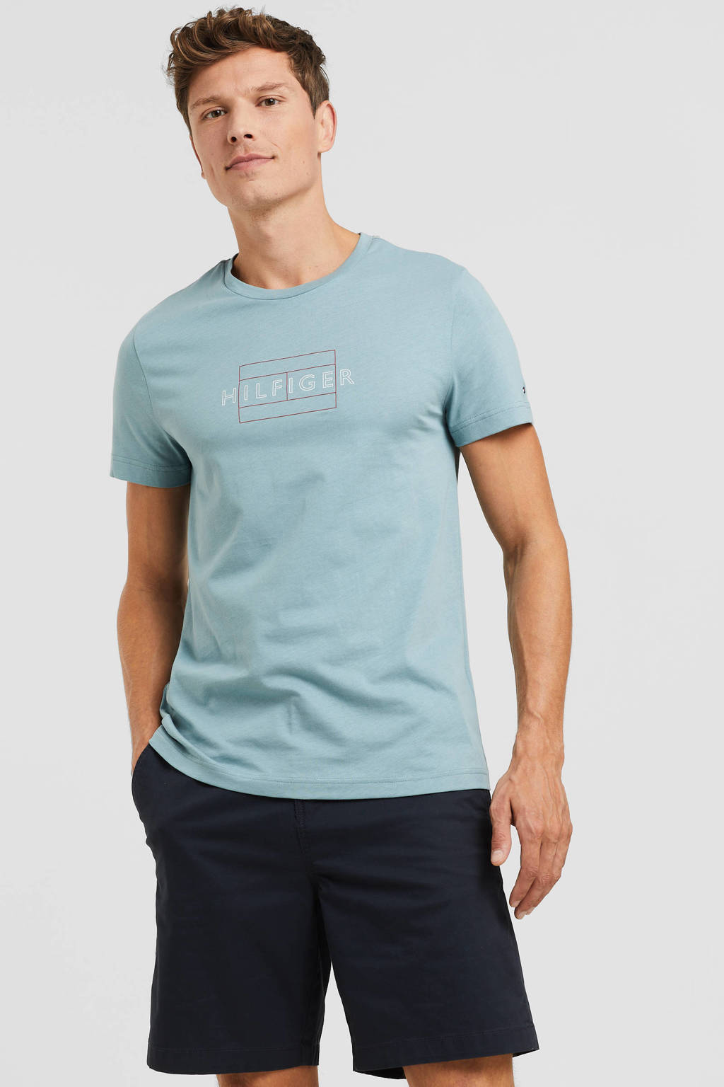 Tommy Hilfiger T-shirt LINEAR FLAG van biologisch katoen lofty blue