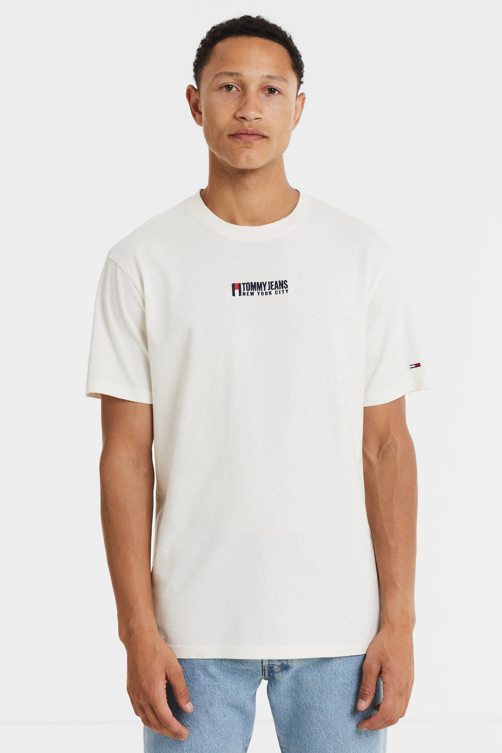 Tommy Jeans T-shirt van biologisch katoen ancient white