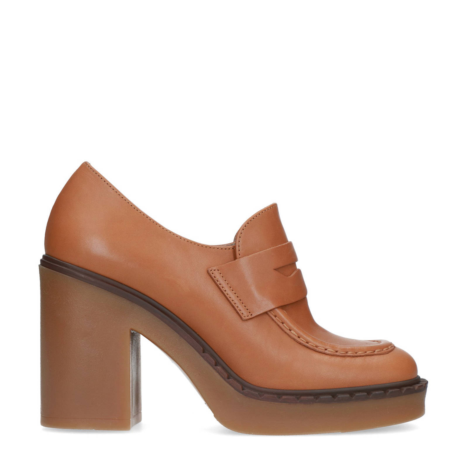 Sacha gesloten leren pumps cognac | wehkamp