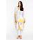 YOEK PORTRAITS jurk FLOWLY met grafische print wit/paars/geel