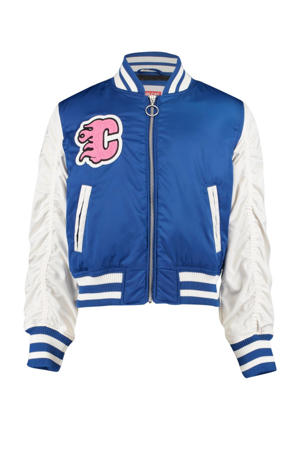 baseball jacket Jade CG met tekst blauw/wit/roze