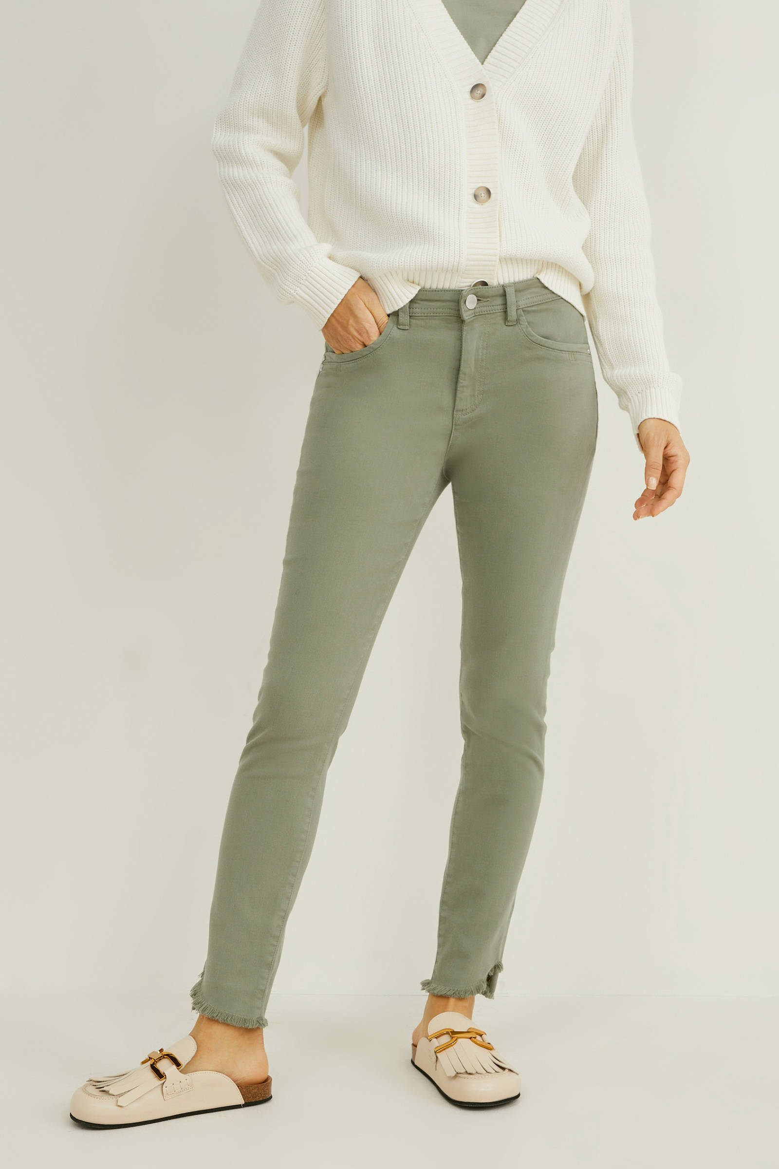 C\u0026A skinny broek groen | wehkamp
