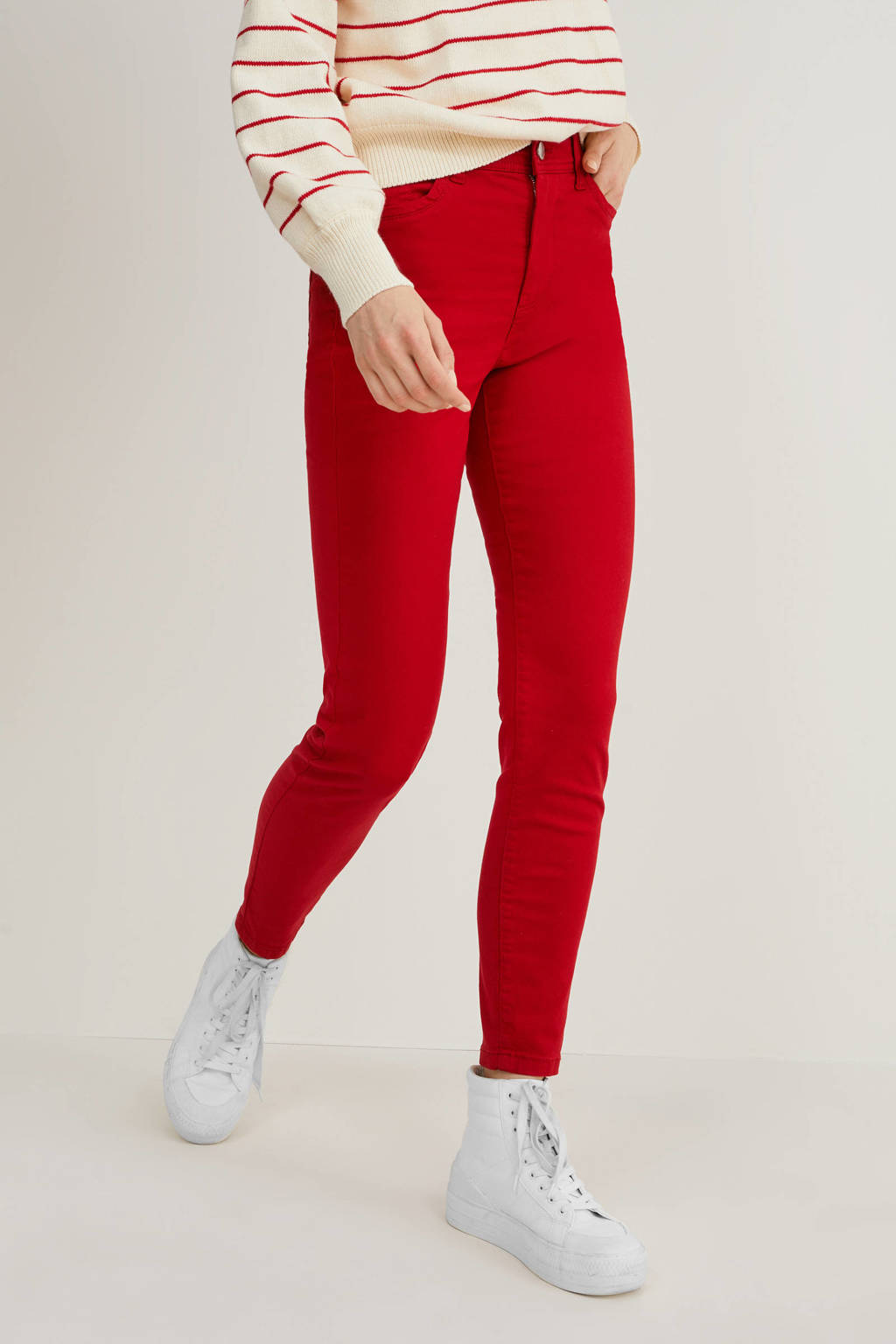 Maxim Gom Aanleg C&A high waist skinny broek rood | wehkamp